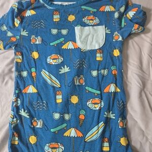 Little Sleepies Blue Kids Tee with Fun Summer Print